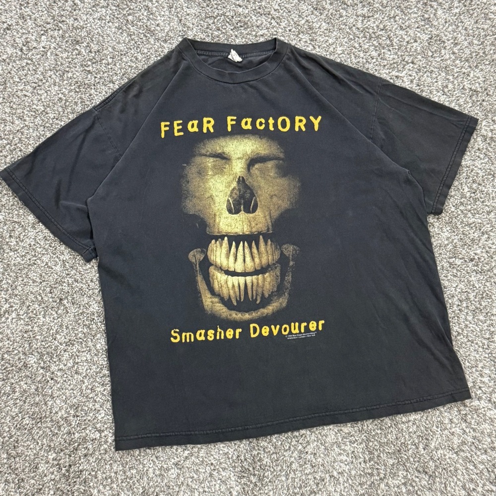Vintage 1998 Fear Factory Smasher Devourer Band TShirt Black Mens XL Made in USA